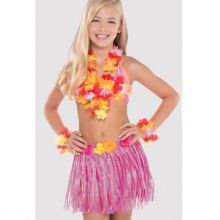 Costume Hawaiiano Bambina Rosa