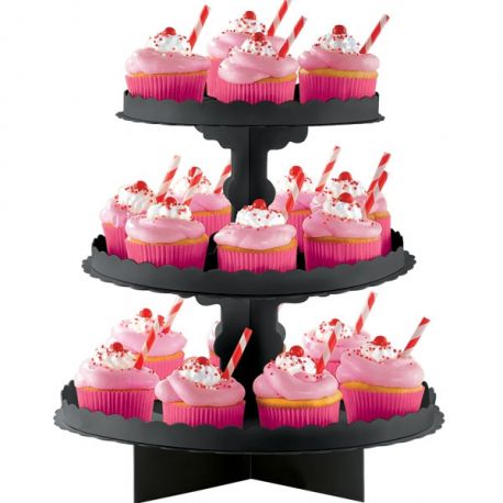 Alzatina cupcakes colore Nero a 3 piani