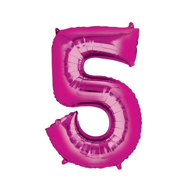 Palloncino a forma di Numero 5 Rosa Fucsia