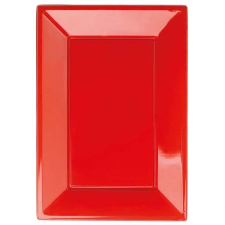 Vassoio plastica rettangolare Rosso 3 pz